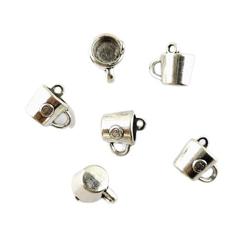 Pendentifs en alliage de zinc, tasse, Placage de couleur argentée, DIY, 10x11mm, Longueur:224 cm, 100PC/sac, Vendu par sac