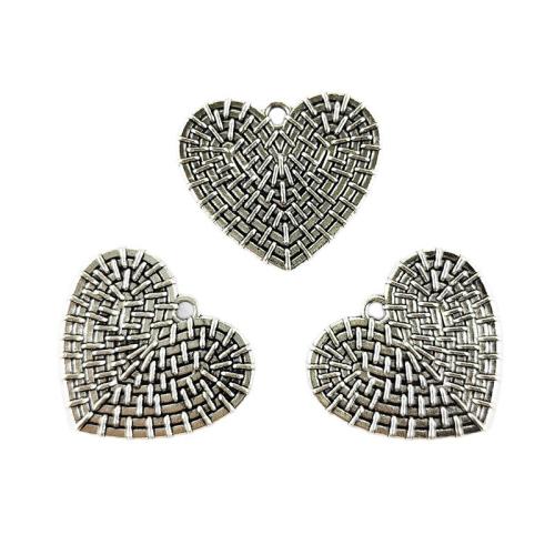 Pendentifs coeur en alliage de zinc, Placage de couleur argentée, DIY, 100PC/sac, Vendu par sac