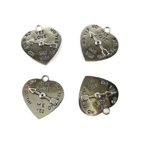 Zinklegierung Herz Anhänger, silberfarben plattiert, DIY, 100PCs/Tasche, verkauft von Tasche