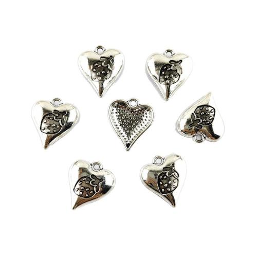 Zinklegierung Herz Anhänger, silberfarben plattiert, DIY, 100PCs/Tasche, verkauft von Tasche