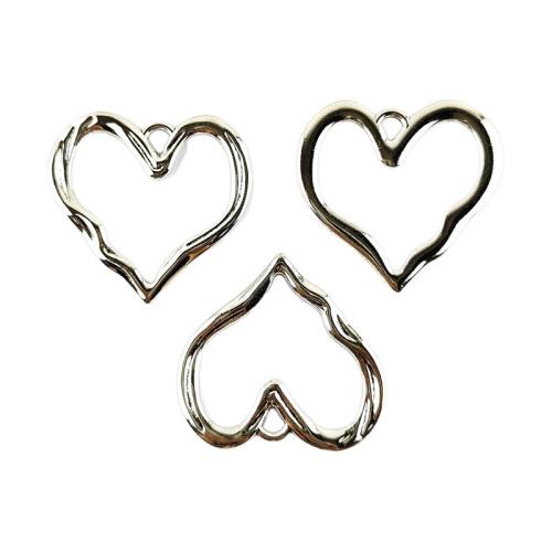 Pendentifs coeur en alliage de zinc, Placage de couleur argentée, DIY & creux, 100PC/sac, Vendu par sac