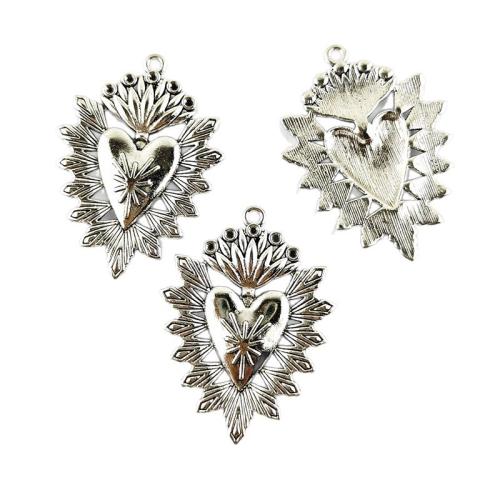 Pendentifs coeur en alliage de zinc, Placage de couleur argentée, DIY, 100PC/sac, Vendu par sac