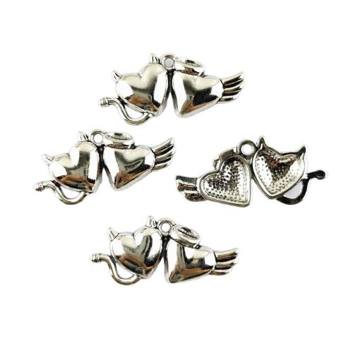 Pendentifs coeur en alliage de zinc, Placage de couleur argentée, DIY, 100PC/sac, Vendu par sac
