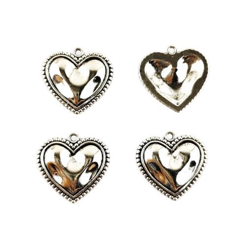 Pendentifs coeur en alliage de zinc, Placage de couleur argentée, DIY, 100PC/sac, Vendu par sac