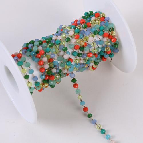 Decorative Beaded Chain, Crystal, with Brass, DIY, multi-colored, Sold By m