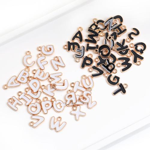 Tibetan Style Alphabet and number Pendants, Alphabet Letter, gold color plated, DIY & different styles for choice & enamel, more colors for choice, 12x8.50mm, 100PCs/Bag, Sold By Bag