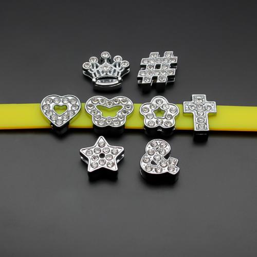 Abalorios Separador de Aleación de Zinc, cromo plateado, Bricolaje & diferentes estilos para la opción & con diamantes de imitación, 13mm, Vendido por UD