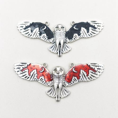 Colgantes de esmalte de la aleación del cinc, aleación de zinc, Búho, chapado, Bricolaje, más colores para la opción, 80x20mm, Vendido por UD