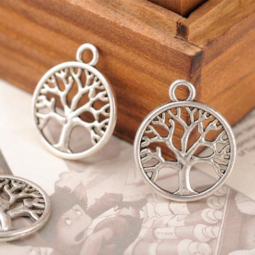 Colgantes Hueco de Aleación de Zinc, Árbol de la vida, chapado, Bricolaje, más colores para la opción, 24x20mm, Vendido por UD