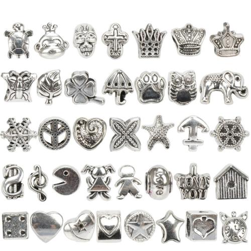 Tibetan Style Jewelry Beads, silver color plated, mixed pattern & DIY, 15mm, 40PCs/Set, Sold By Set