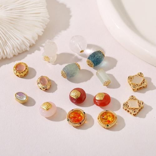 Brass Spacer Beads, with Acrylic, 18K gold plated, DIY & different styles for choice & enamel, 10PCs/Bag, Sold By Bag