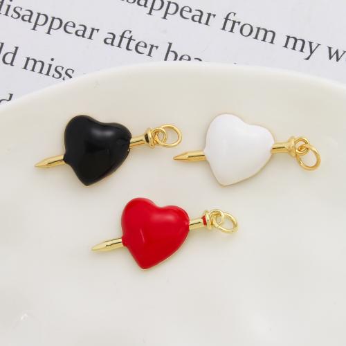 Brass Heart Pendants, plated, DIY & enamel, more colors for choice, nickel, lead & cadmium free, 24.80x13.20x4.10mm, Sold By PC