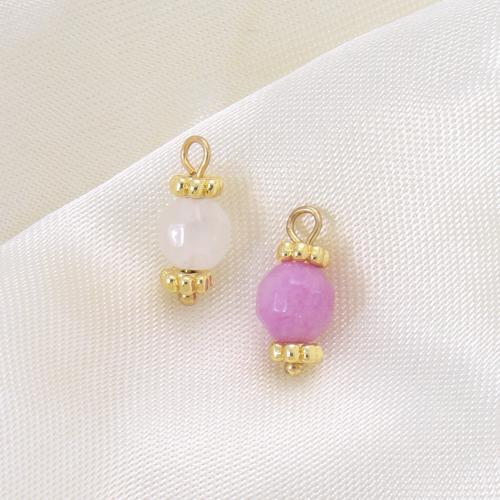 Gemstone Pendants Jewelry, Brass, with Natural Stone, plated, DIY, more colors for choice, nickel, lead & cadmium free, 13.50x6x6mm, Sold By PC