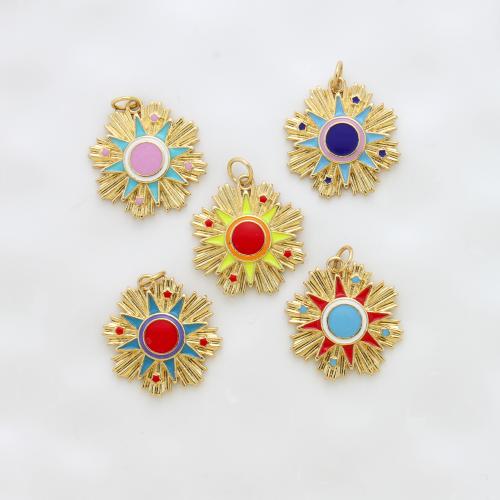 Brass Jewelry Pendants, Sun, plated, DIY & enamel, more colors for choice, nickel, lead & cadmium free, 20.60x19x2.90mm, Sold By PC