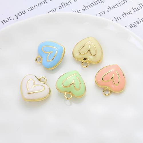 Brass Heart Pendants, plated, DIY & enamel, more colors for choice, nickel, lead & cadmium free, 21.60x20.40x8mm, Sold By PC