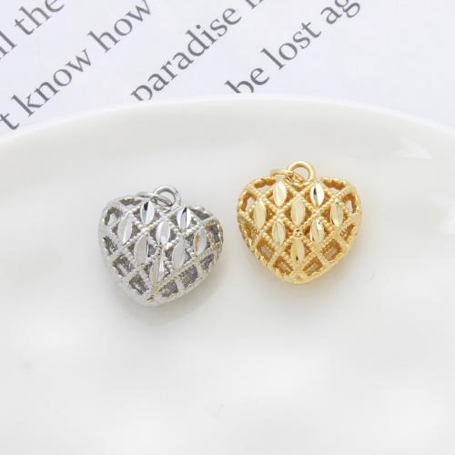 Brass Heart Pendants, plated, DIY & hollow, more colors for choice, nickel, lead & cadmium free, 16x16x10mm, Sold By PC