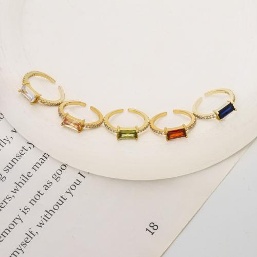 Cubic Zirconia Micro Pave Brass Ring, Square, plated, fashion jewelry & micro pave cubic zirconia, more colors for choice, nickel, lead & cadmium free, 21x20x4.70mm, Sold By PC