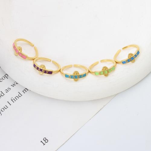 Brass Finger Ring, plated, fashion jewelry & enamel, more colors for choice, nickel, lead & cadmium free, 19.80x20.80x8.10mm, Sold By PC