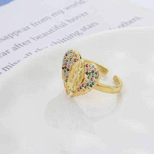 Cubic Zirconia Micro Pave Brass Ring, Heart, plated, fashion jewelry & micro pave cubic zirconia, more colors for choice, nickel, lead & cadmium free, 21x21x15mm, Sold By PC