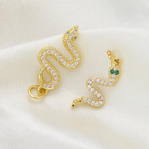 Цирконий Micro Pave латунь подвеска, Латунь, Змея, Другое покрытие, DIY & инкрустированное микро кубического циркония, Много цветов для выбора, не содержит никель, свинец, 23x11x2.70mm, продается PC
