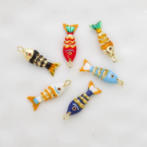 Cúbicos Circonia Colgante Latón Micro pavimenta, metal, Pez, chapado, Bricolaje & micro arcilla de zirconia cúbica & esmalte, más colores para la opción, libre de níquel, plomo & cadmio, 26.80x7.80x5.60mm, Vendido por UD