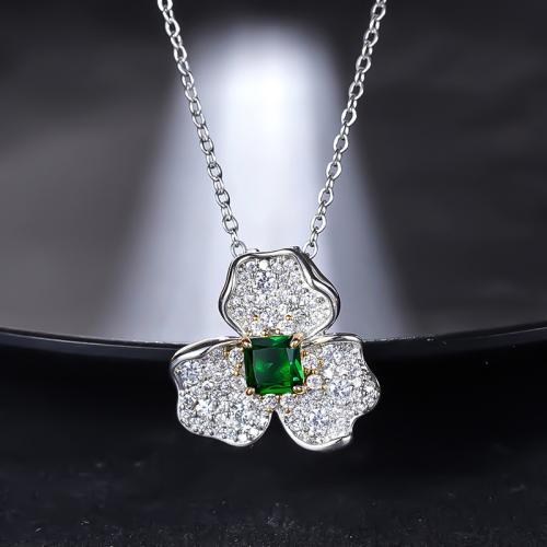 Cubic Zircon Micro Pave Brass Necklace, plated, fashion jewelry & micro pave cubic zirconia & for woman, Length:Approx 45 cm, Sold By PC