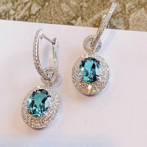 Cubic Zirconia Micro Pave Brass Earring, plated, fashion jewelry & micro pave cubic zirconia & for woman, Sold By Pair