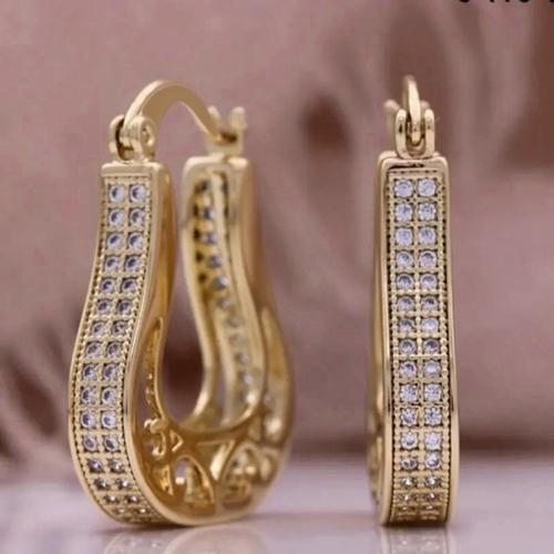 Cubic Zirconia Micro Pave Brass Earring, plated, micro pave cubic zirconia & for woman & hollow, Sold By Pair