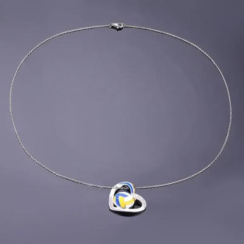 Cubic Zircon Micro Pave Brass Necklace, plated, micro pave cubic zirconia & for woman & enamel & hollow, Length:Approx 45 cm, Sold By Pair