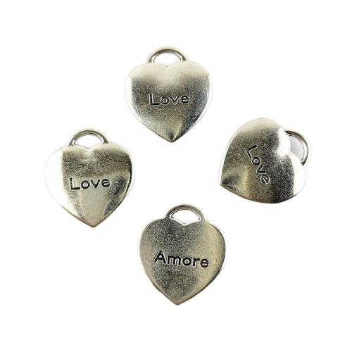 Tibetan Style Heart Pendants, silver color plated, DIY, 20x22mm, 100PCs/Bag, Sold By Bag