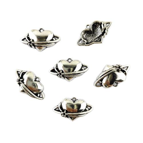 Tibetan Style Heart Pendants, silver color plated, DIY, 100PCs/Bag, Sold By Bag