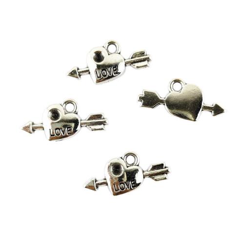 Tibetan Style Heart Pendants, silver color plated, DIY, 100PCs/Bag, Sold By Bag