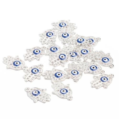 Evil Eye Pendants, Tibetan Style, Hand, silver color plated, DIY & enamel, mixed colors, 100PCs/Bag, Sold By Bag