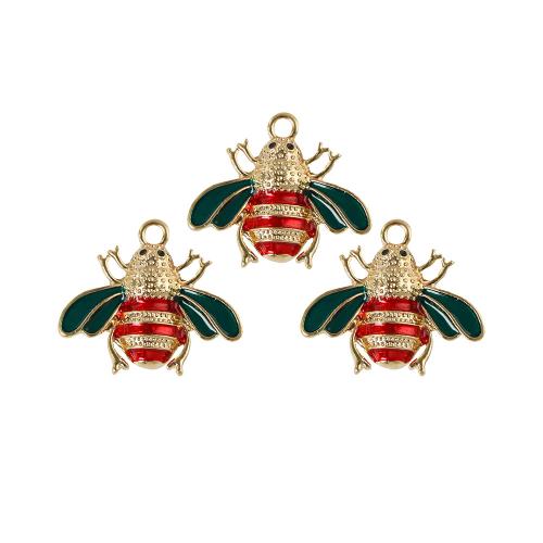 Цинкового сплава Эмаль Кулоны, цинковый сплав, Пчела, плакирован золотом, DIY & эмаль, разноцветный, 100ПК/сумка, продается сумка