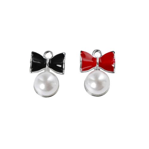 Zink-Legierung-Emaille-Anhänger, Zinklegierung, Schleife, plattiert, DIY, keine, 100PCs/Tasche, verkauft von Tasche