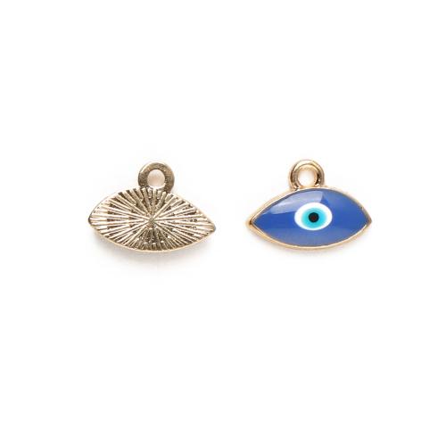 Evil Eye Anhänger, Zinklegierung, goldfarben plattiert, DIY & Emaille, gemischte Farben, 100PCs/Tasche, verkauft von Tasche
