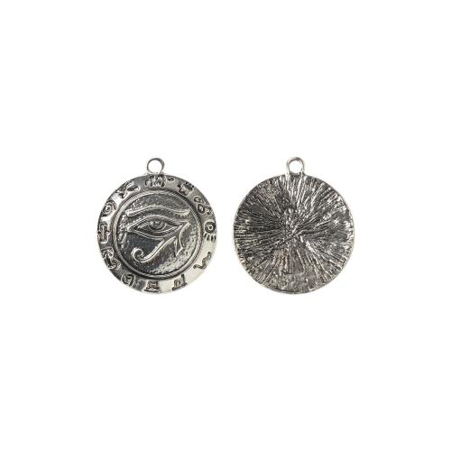 Tibetan Style Pendants, Round, silver color plated, DIY & enamel, silver color, 100PCs/Bag, Sold By Bag