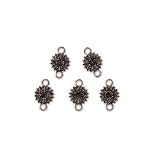 Connecteur en alliage de zinc, margueritepâquerette, Placage de couleur argentée, DIY, 100PC/sac, Vendu par sac