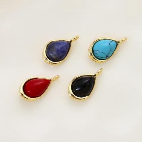 Bijoux Pendentifs en pierres gemmes, laiton, avec Pierre naturelle, Placage, DIY, plus de couleurs à choisir, protéger l'environnement, sans nickel, plomb et cadmium, 14.20x8x4.80mm, Vendu par PC