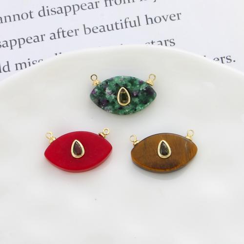 Bijoux Pendentifs en pierres gemmes, laiton, avec Pierre naturelle, Placage, DIY & double trou, plus de couleurs à choisir, protéger l'environnement, sans nickel, plomb et cadmium, 13.70x22.20x5.10mm, Vendu par PC