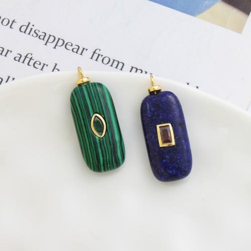Bijoux Pendentifs en pierres gemmes, laiton, avec Pierre naturelle, Placage, DIY, plus de couleurs à choisir, protéger l'environnement, sans nickel, plomb et cadmium, 30x12x6.50mm, Vendu par PC