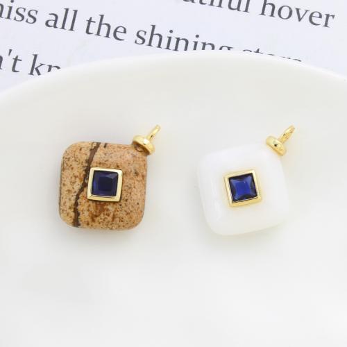 Bijoux Pendentifs en pierres gemmes, laiton, avec Pierre naturelle, Placage, DIY, plus de couleurs à choisir, protéger l'environnement, sans nickel, plomb et cadmium, 21.60x16.60x6mm, Vendu par PC