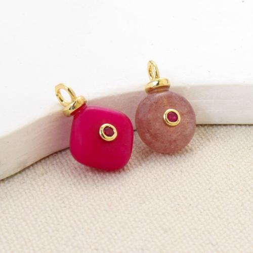 Bijoux Pendentifs en pierres gemmes, laiton, avec pierre gemme, Placage, DIY & pavé de micro zircon, plus de couleurs à choisir, protéger l'environnement, sans nickel, plomb et cadmium, 16.30x11x5.70mm, Vendu par PC