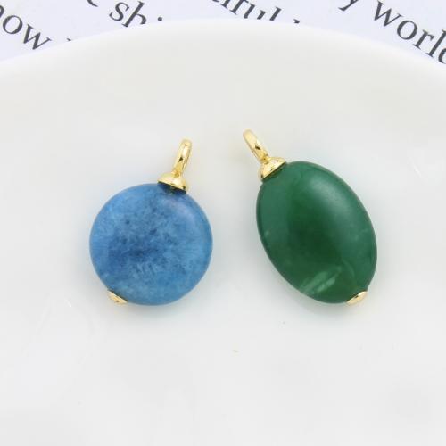 Edelstein Anhänger Schmuck, Messing, mit Edelstein, plattiert, DIY, keine, frei von Nickel, Blei & Kadmium, 24.60x13x6.20mm, verkauft von PC