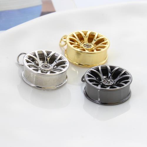 Befestigter Zirkonia Messing Anhänger, Rondell, plattiert, DIY & Micro pave Zirkonia, keine, frei von Nickel, Blei & Kadmium, 19x15x6.40mm, verkauft von PC