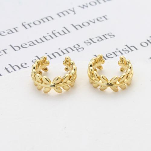 Messing Ohrring Clip, plattiert, Modeschmuck, goldfarben, frei von Nickel, Blei & Kadmium, 12x12.50x5mm, verkauft von Paar