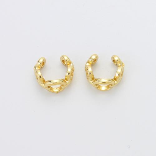 Латунь Серьга клип, Другое покрытие, ювелирные изделия моды, Золотой, не содержит никель, свинец, 10.60x12x7.30mm, продается Пара