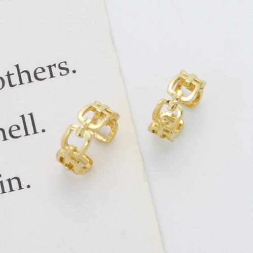 Латунь Серьга клип, Другое покрытие, ювелирные изделия моды, Золотой, не содержит никель, свинец, 13x13x4.90mm, продается Пара