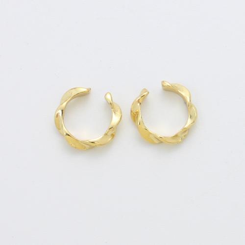 Латунь Серьга клип, Другое покрытие, ювелирные изделия моды, Золотой, не содержит никель, свинец, 12x11.80x3mm, продается Пара