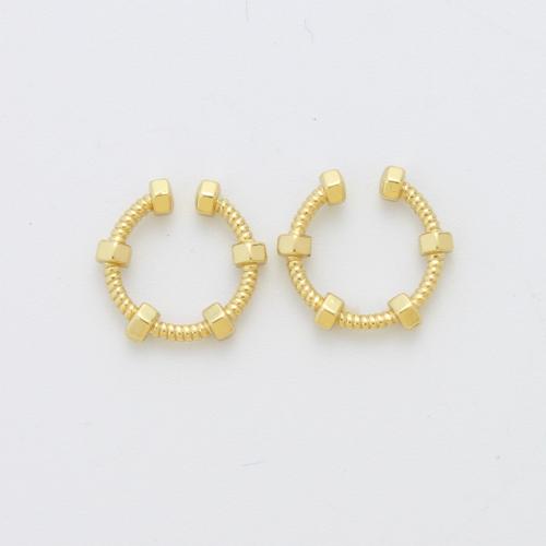 Латунь Серьга клип, Другое покрытие, ювелирные изделия моды, Золотой, не содержит никель, свинец, 12.70x13.30x2.80mm, продается Пара